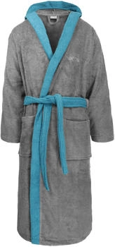 Normani Unisex Baumwoll Bademantel mit Kapuze Izmit Grau/Blau