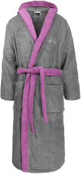 Normani Unisex Baumwoll Bademantel mit Kapuze Izmit Grau/Rosa