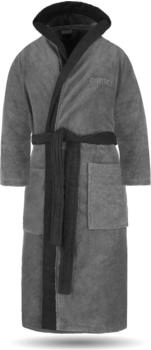 Normani Unisex Baumwoll Bademantel mit Kapuze Izmit Grau/Schwarz