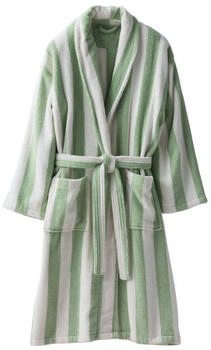 Vertbaudet Damen/Herren Bademantel Capsule STRANDKORB, Recycelte Baumwolle, grün gestreift