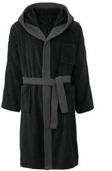 CelinaTex Borkum Bademantel Baumwolle Frottee 400g/m² Kapuze Herren schwarz/anthrazit