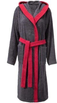 CelinaTex Fehmarn Bademantel Baumwolle Frottee 400g/m² Kapuze Damen anthrazit/bordeaux