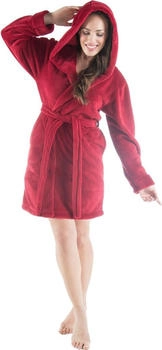 CelinaTex Korfu Bademantel herpa-Fleece 260 g/m² Kapuze kurz bordeaux
