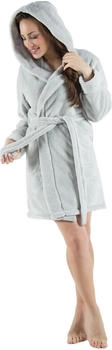 CelinaTex Korfu Bademantel herpa-Fleece 260 g/m² Kapuze kurz grau