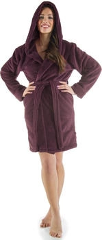 CelinaTex Korfu Bademantel herpa-Fleece 260 g/m² Kapuze kurz pflaume