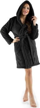 CelinaTex Korfu Bademantel herpa-Fleece 260 g/m² Kapuze kurz schwarz