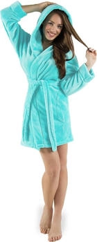 CelinaTex Korfu Bademantel herpa-Fleece 260 g/m² Kapuze kurz türkis