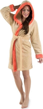 CelinaTex Kos Bademantel Polyester Sherpa-Fleece 260g/m² Kapuze kurz beige/lachs