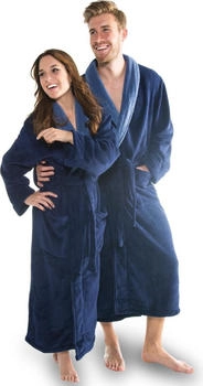 CelinaTex Nevada Bademantel Mikrofaser 280g/m² Schalkragen dunkelblau/mittelblau