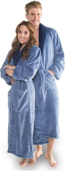 CelinaTex Nevada Bademantel Mikrofaser 280g/m² Schalkragen mittelblau/dunkelblau