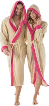 CelinaTex Ohio Bademantel Polyester Sherpa-Fleece 260 g/m² Kapuze beige/pink