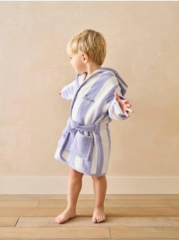 Vertbaudet Baby Bademantel Capsule STRANDKORB, Recycelte Baumwolle, violett gestreift