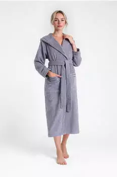 Bruno Banani Damenbademantel Clement grau, L:120cm