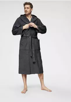 Bruno Banani Herrenbademantel Danny anthrazit, L:120cm
