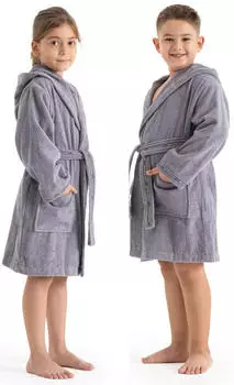 Bruno Banani Kinderbademantel Danny grau, L:84cm