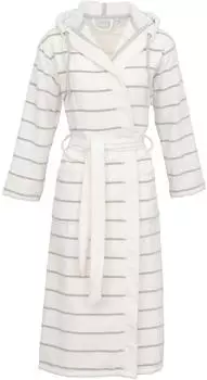 Carl Ross Damenbademantel 246300, Langform, Velours, Kapuze, Gürtel, offwhite/silver