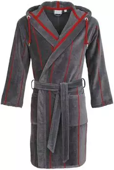 Carl Ross Herrenbademantel 530310, Kurzform, Velours, Kapuze, G&uuml;rtel