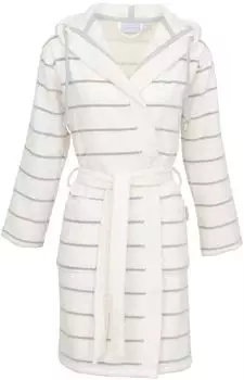 Carl Ross Damenbademantel 246310, Kurzform, Velours, Kapuze, G&uuml;rtel, offwhite/silver