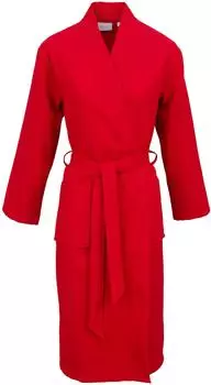 Carl Ross Unisex-Bademantel 25100, Langform, Piqu&eacute;, Kimono-Kragen, G&uuml;rtel, Waffelpique, intense red