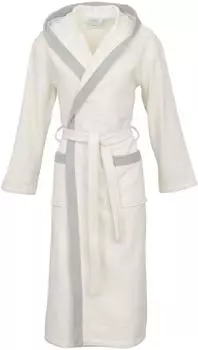 Carl Ross Unisex-Bademantel 40300, Midil&auml;nge, Walkfrottier, Kapuze, G&uuml;rtel, Midil&auml;nge, offwhite