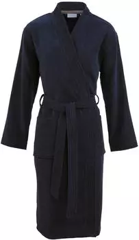 Carl Ross Unisex-Bademantel 41110, Midilänge, Walkfrottier, Kimono-Kragen, Gürtel, Midilänge, night blue