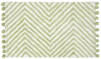 Homescapes Badematte Chevron-Muster, Baumwolle, salbeigr&uuml;n, 50x80cm