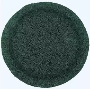 Homescapes Runde Badematte 100% Baumwolle 1600gsm, wendbar, 80cm, waldgrün