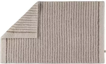 Rhomtuft Badteppich Lin gestreift, Baumwolle/Leinen, weiß/natur, 50x75cm (1462)