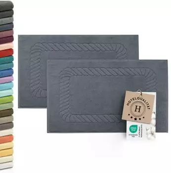ZOLLNER Badematte 2er-Set 50x70cm, 100% Baumwolle, grau (00000324-905)