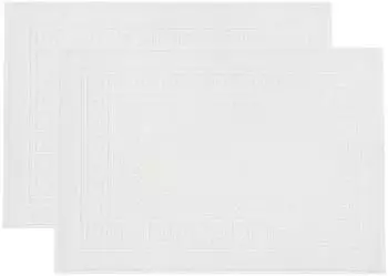 ZOLLNER Badematte 2er-Set Waffelmuster wei&szlig;, 50x70cm, 100% Baumwolle