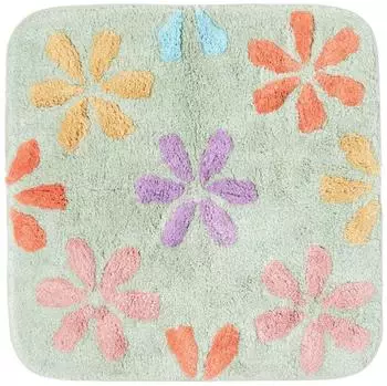 Homescapes Duschvorleger Blumen Baumwolle, mehrfarbig, rutschfest, 50x50cm