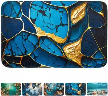 Sanilo Badematte Marmor Cobalt, 50x80cm, rutschhemmend, waschbar