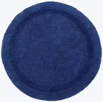 Homescapes Runde Badematte, 100% Baumwolle, wendbar, dunkelblau, 80cm