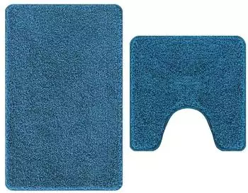 vidaXL Badematte 2er-Set Mikrofaser, blau, rutschfest, 50x50cm