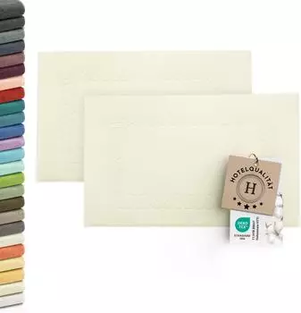 ZOLLNER Badematte 2er-Set 100% Baumwolle 50x70cm, natur