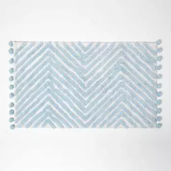 Homescapes Badematte getuftet, Zickzack, Baumwolle, blau, 50x80cm