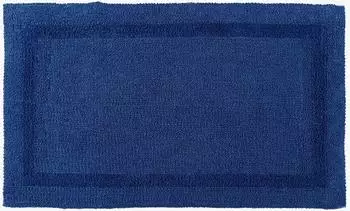 Homescapes Wendbarer Badezimmerteppich 100% Baumwolle, dunkelblau, 70x120cm