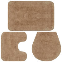 vidaXL Badematten-Set 3-tlg. Stoff Beige
