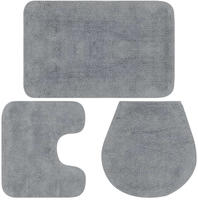 vidaXL Badematten-Set 3-tlg. Stoff Grau
