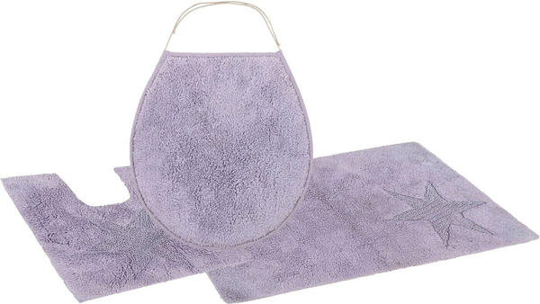 OTTO products Badematte Star Baumwolle, rechteckig, 3-tlg. Stand-WC Set, Stern Motiv, als 3 teiliges Badematten Set erhältlich, lavendel