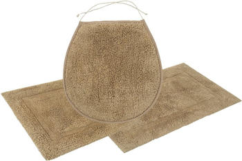 OTTO products Badematte Leni Baumwolle, rechteckig, 3-tlg. Hänge-WC Set, mit Bordüre erhältlich, sand