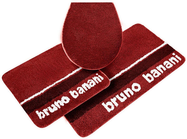 Bruno Banani Badematte Maja Polyester, rechteckig, 3-tlg. Hänge-WC Set, weiche Haptik, mit Logo pink