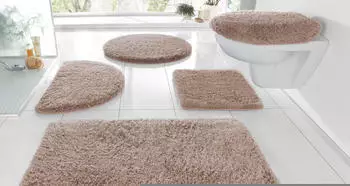 my home Badematte Merida Kunstfaser, 2-tlg. Stand-WC Set beige