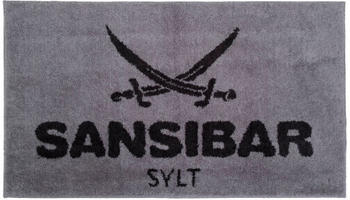 Sansibar Badematte mit Logo Schriftzug 70x120 cm silber anthrazit