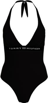 Tommy Hilfiger Tonal Logo Halterneck One-Piece Swimsuit (UW0UW05259) black
