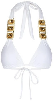Moda Minx Bikinioberteil Boujee Triangel Top stilvoller Steinbesatz white