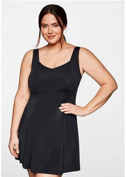 Sheego Badekleid V-Ausschnitt integrierte Hose schwarz
