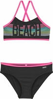 Bench. Bustier-Bikini mit pinken Kontrastpaspeln