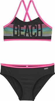 Bench Bustier-Bikini schwarz pink Kontrastpaspeln