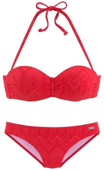 Buffalo Bügel-Bandeau-Bikini Romance strukturiert rot – Buffalo Bügel-Bandeau-Bikini Romance strukturiert rot für atemberaubende Strandauftritte